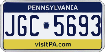 PA license plate JGC5693