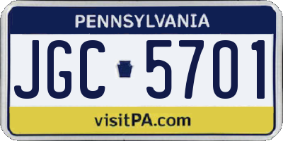 PA license plate JGC5701