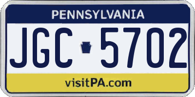 PA license plate JGC5702
