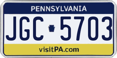 PA license plate JGC5703