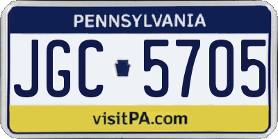 PA license plate JGC5705