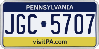 PA license plate JGC5707