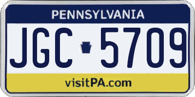 PA license plate JGC5709
