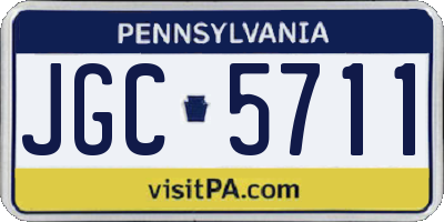 PA license plate JGC5711