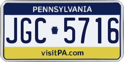PA license plate JGC5716