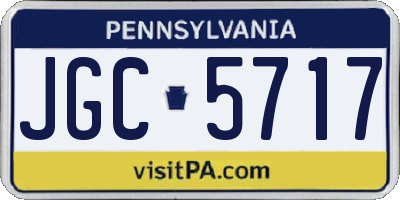 PA license plate JGC5717