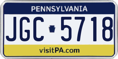PA license plate JGC5718
