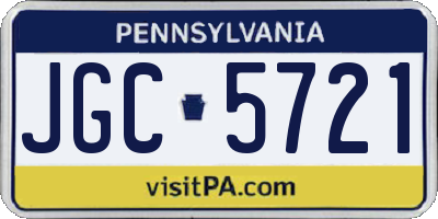 PA license plate JGC5721