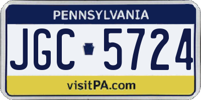 PA license plate JGC5724