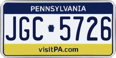 PA license plate JGC5726