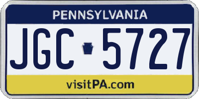 PA license plate JGC5727