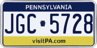 PA license plate JGC5728