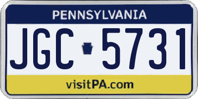 PA license plate JGC5731
