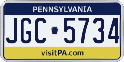 PA license plate JGC5734