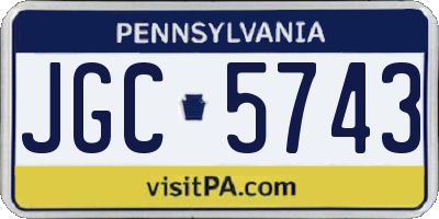 PA license plate JGC5743