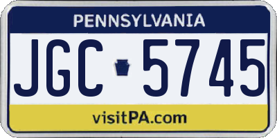PA license plate JGC5745