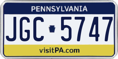 PA license plate JGC5747