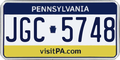 PA license plate JGC5748