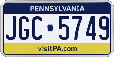 PA license plate JGC5749