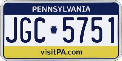 PA license plate JGC5751