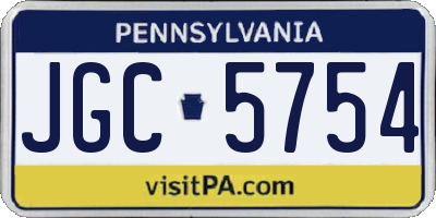 PA license plate JGC5754