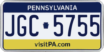 PA license plate JGC5755