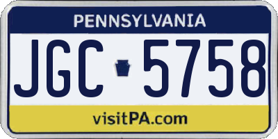 PA license plate JGC5758