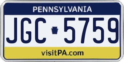 PA license plate JGC5759