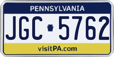 PA license plate JGC5762