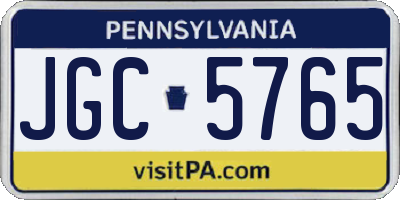 PA license plate JGC5765