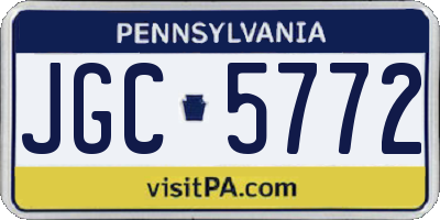 PA license plate JGC5772