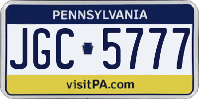 PA license plate JGC5777