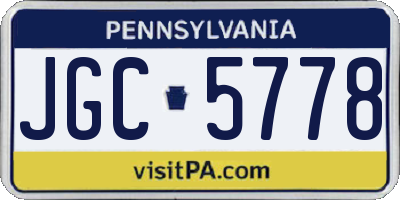 PA license plate JGC5778