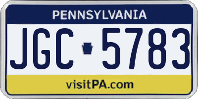 PA license plate JGC5783