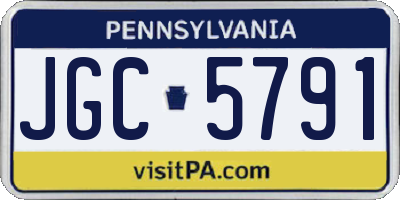 PA license plate JGC5791