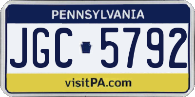 PA license plate JGC5792