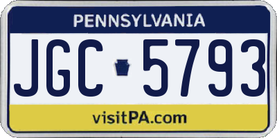 PA license plate JGC5793