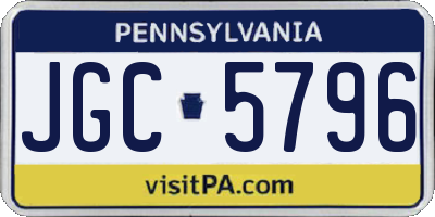 PA license plate JGC5796