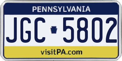 PA license plate JGC5802