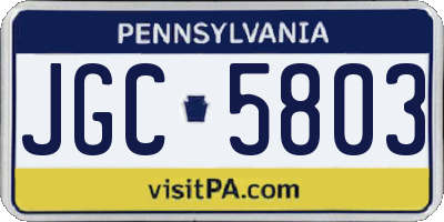 PA license plate JGC5803