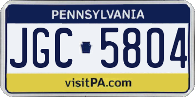 PA license plate JGC5804