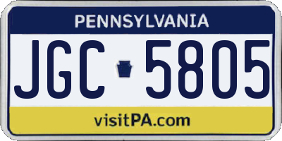 PA license plate JGC5805
