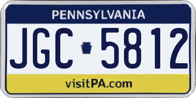 PA license plate JGC5812