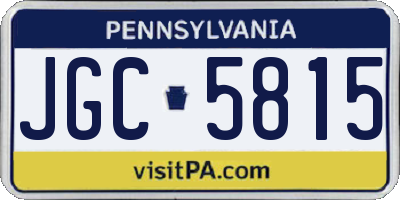 PA license plate JGC5815