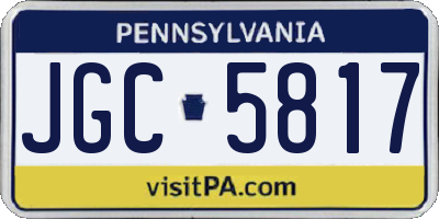 PA license plate JGC5817