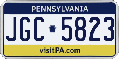 PA license plate JGC5823