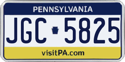 PA license plate JGC5825