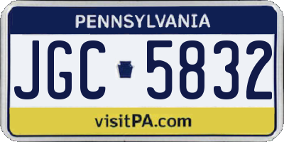 PA license plate JGC5832