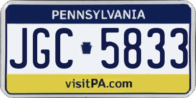 PA license plate JGC5833