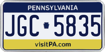 PA license plate JGC5835